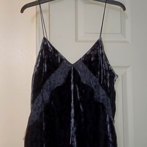 Zara Black Devore Maxi length strappy slip dress W/lace trims NEW